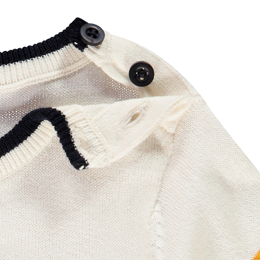 Pull en tricot avec voiture en jacquard pour bébé garçon 