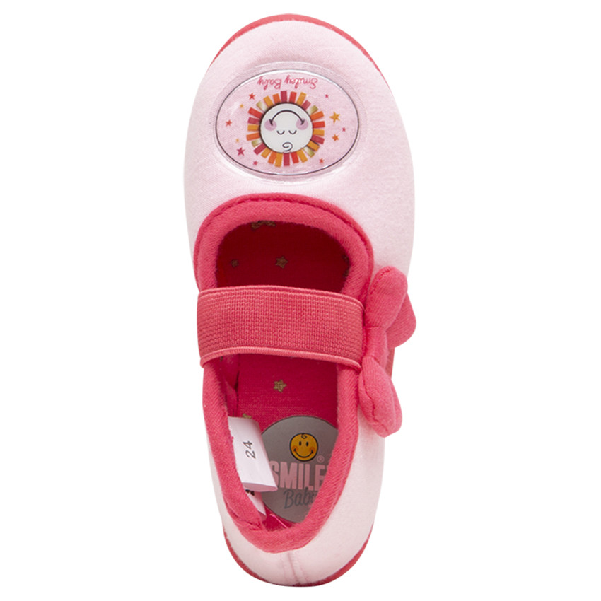 Chaussons forme babies avec badge SmileyWorld et noeud Main Chaussons forme babies avec badge SmileyWorld et noeud