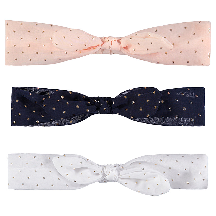 Lot de 3 bandeaux noués imprimé étoiles dorées pour fille