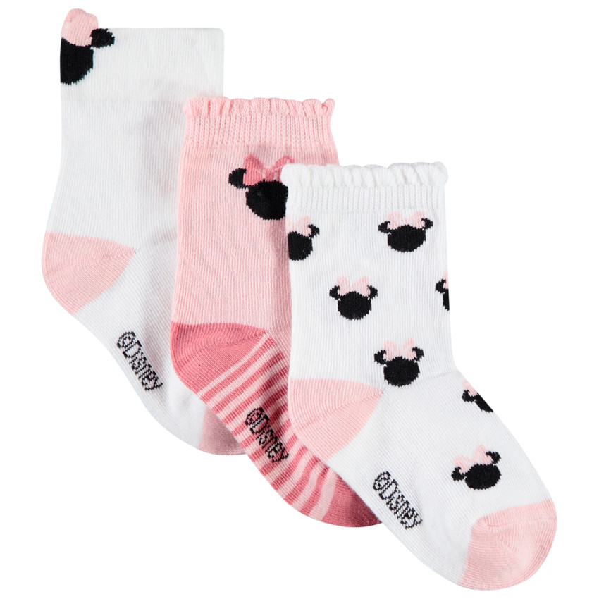 Lot de 3 pairs de chaussettes assorties motif Minnie Disney 
