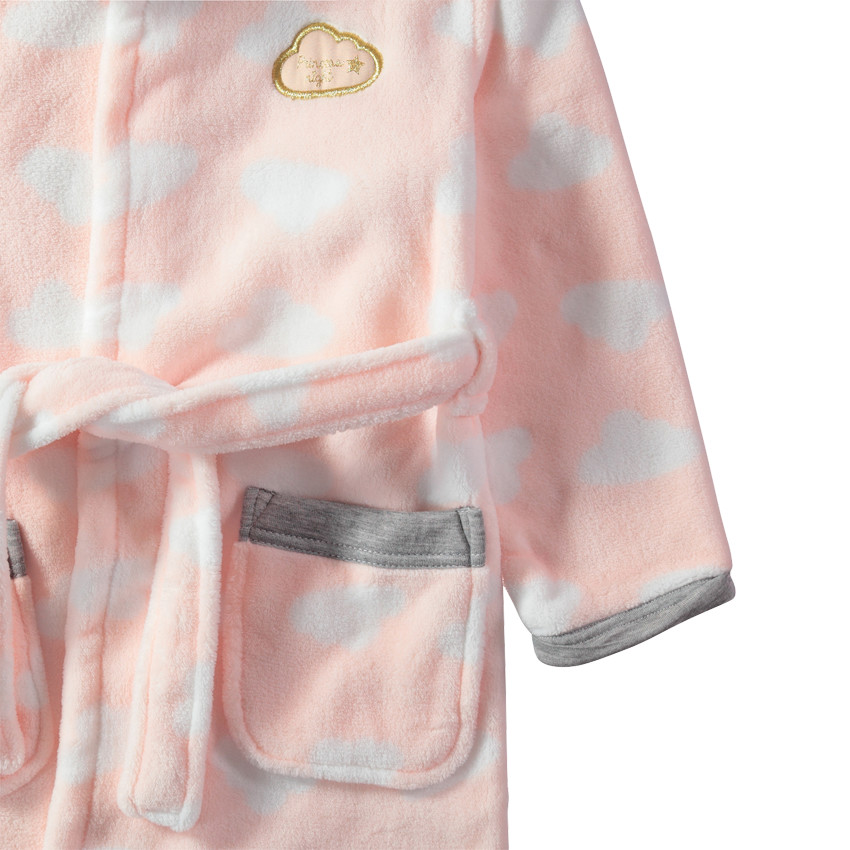 Robe de chambre à capuche en sherpa à nuages all-over 