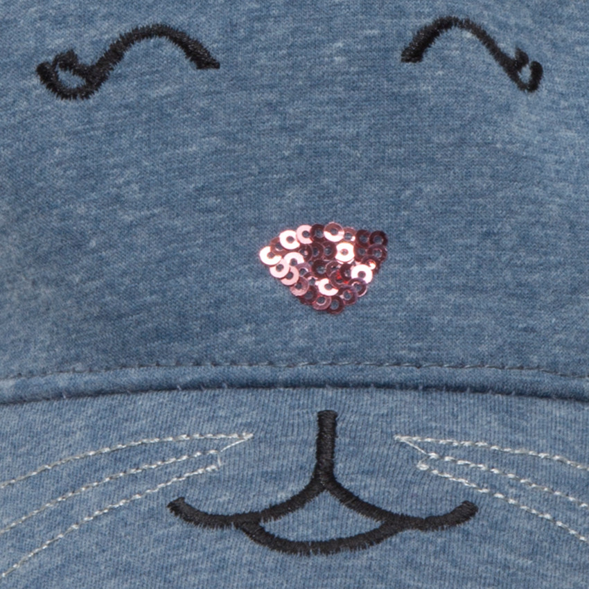 Casquette en molleton avec oreilles cousues et sequins 
