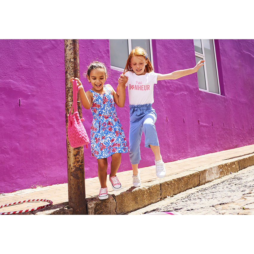 Pantalon large coupe paper bag avec nœud pour fille 