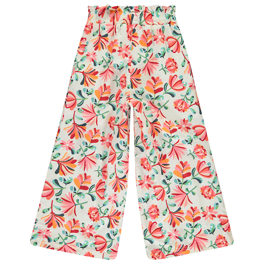 Pantalon fluide et large imprimé fleurie pour fille 