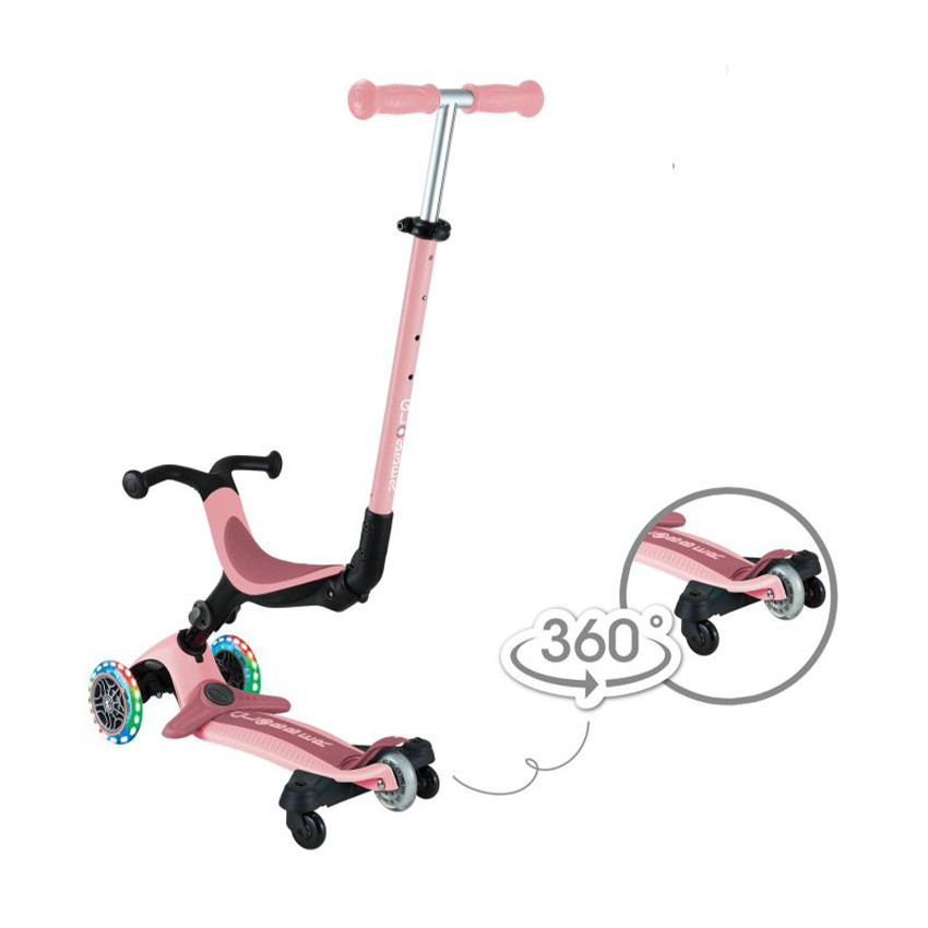 Trottinette évolutive 3 en 1 Go Up Active Lights 360 rose pastel 