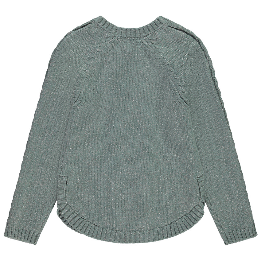 Pull uni en tricot torsadé scintillant pour fille 