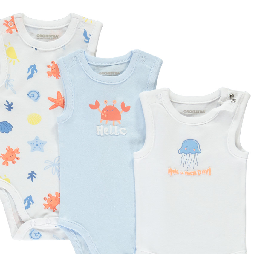 Lot de 5 bodies sans manches motifs océan pour bébé garçon 