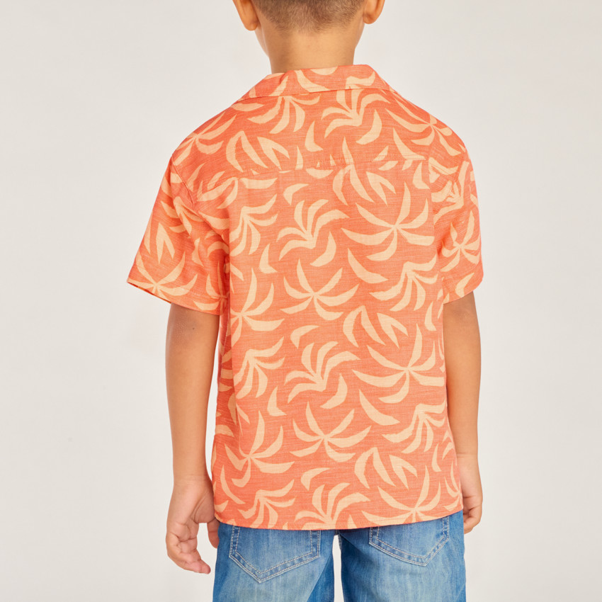 Chemise manches courtes à col cubain imprimé fantaisie pour garçon 