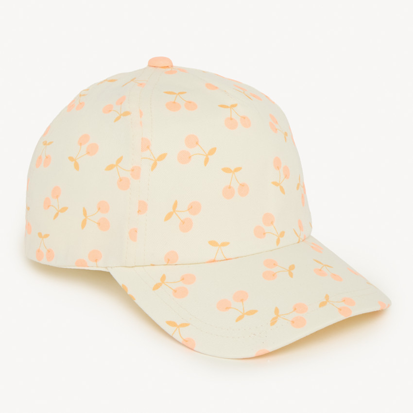 Casquette en twill motif cerise pour bébé fille