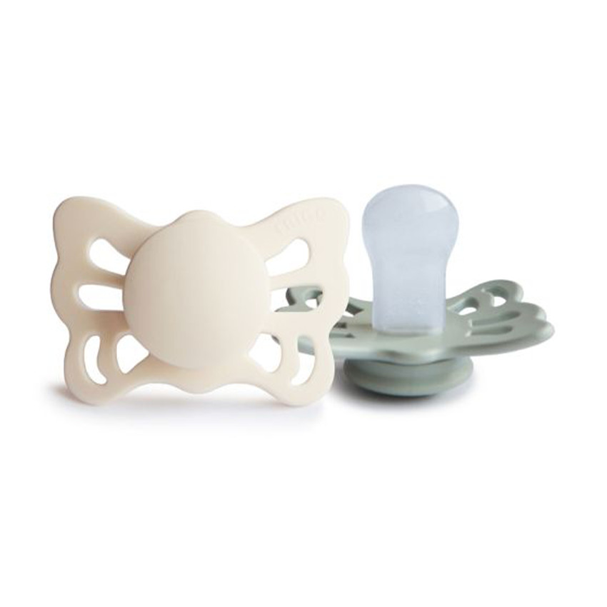 Lot de 2 sucettes silicone T1 Butterfly sage/cream 