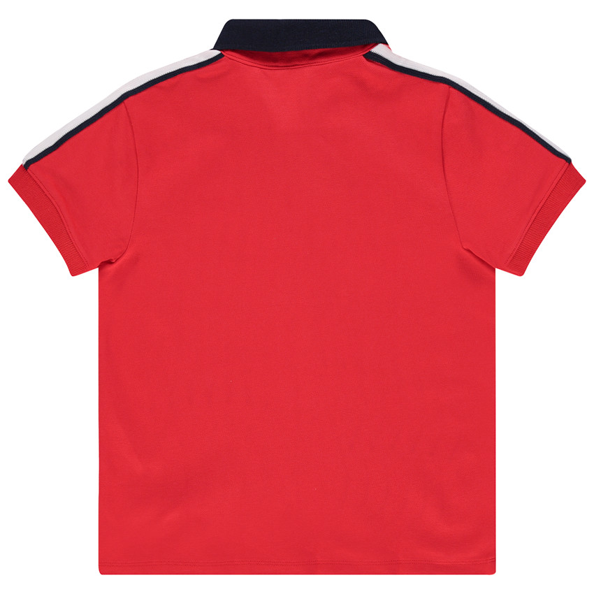 Polo manches courtes uni rouge badge Mickey Disney 