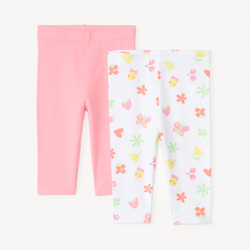 Lot de 2 caleçons corsaire uni et imprimé pour bébé fille