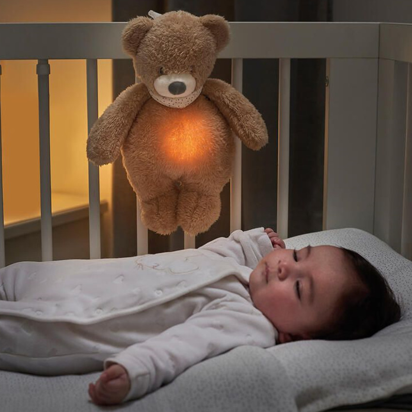 Veilleuse peluche Sleepy - Ours - Teddy Caramel - 19 cm 