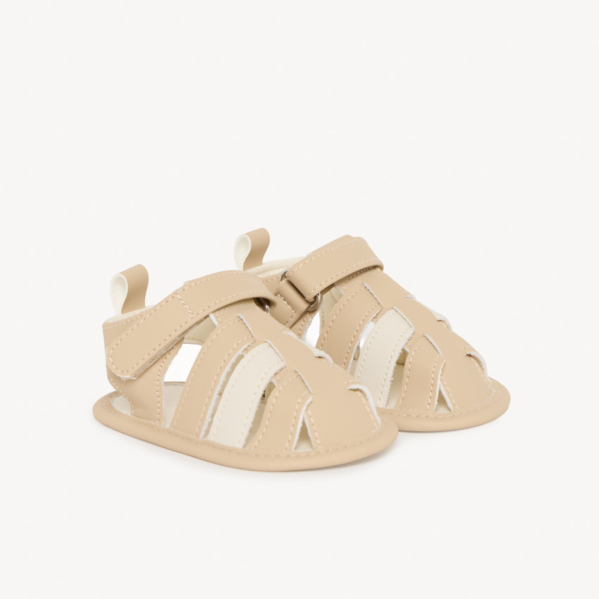 Sandales velcro beige pour bébé garçon