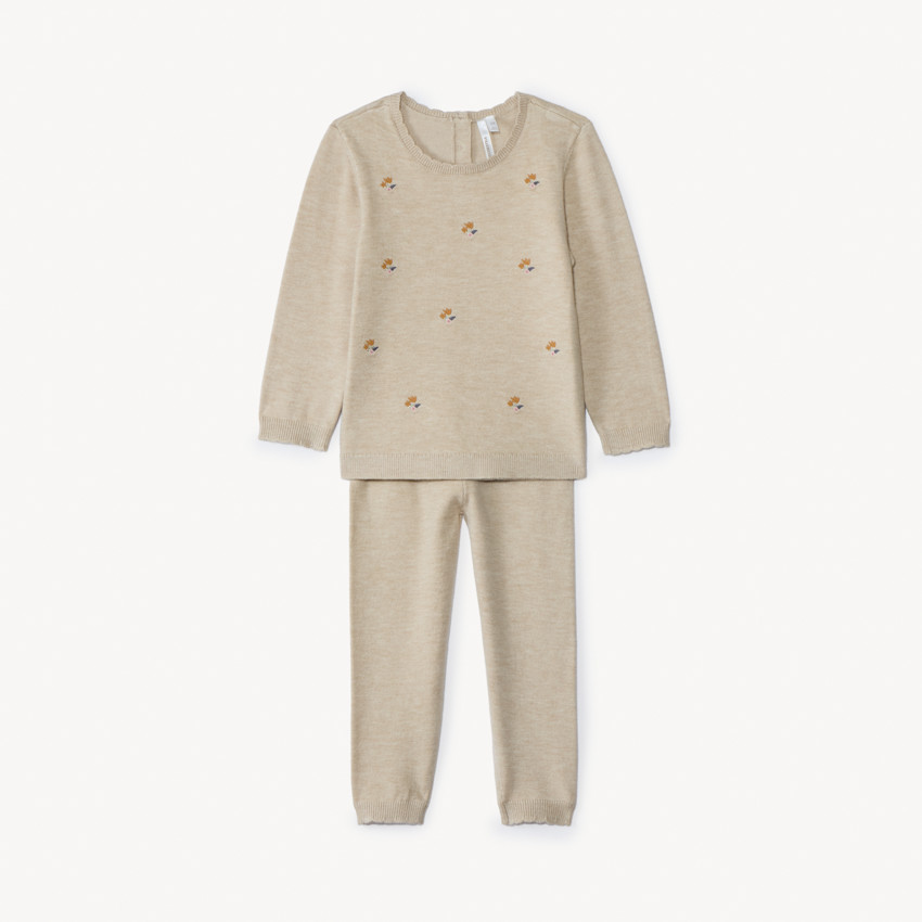 Ensemble 2 pièces total look en tricot pour bébé fille 