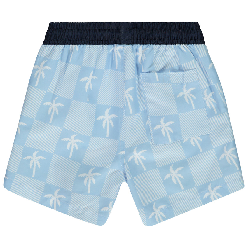 Short de bain damier avec imprimé palmier pour garçon 