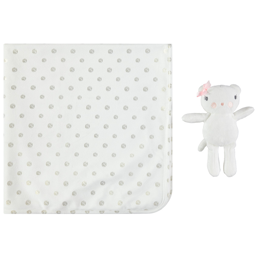 Couverture en sherpa à pois avec peluche 