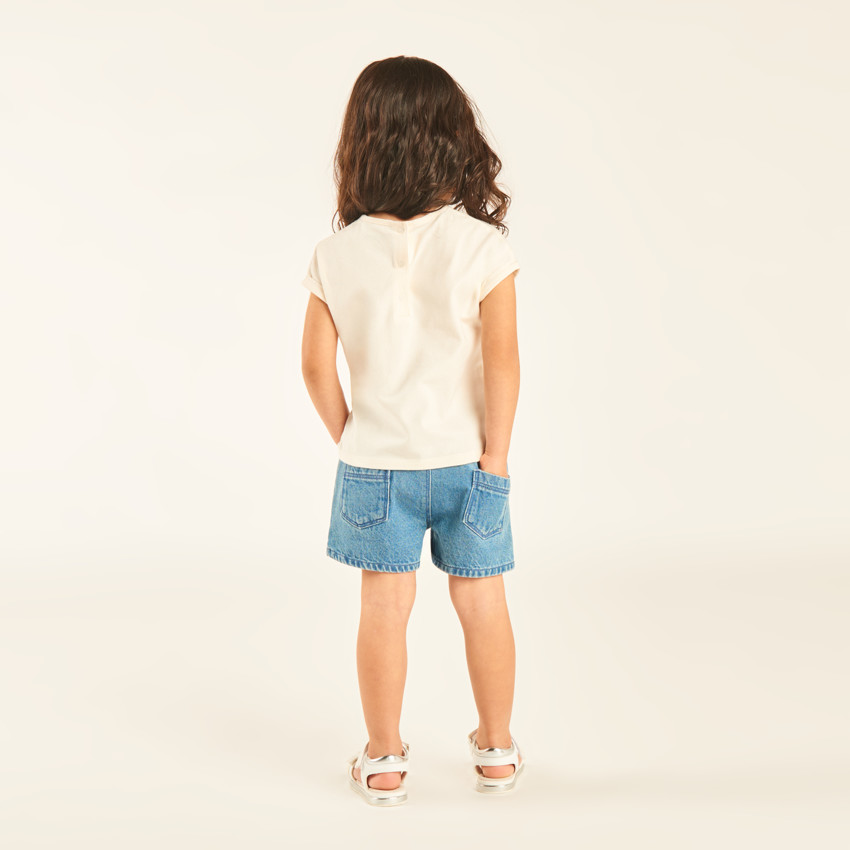 Short en jean avec broderie fleurs pour bébé fille 