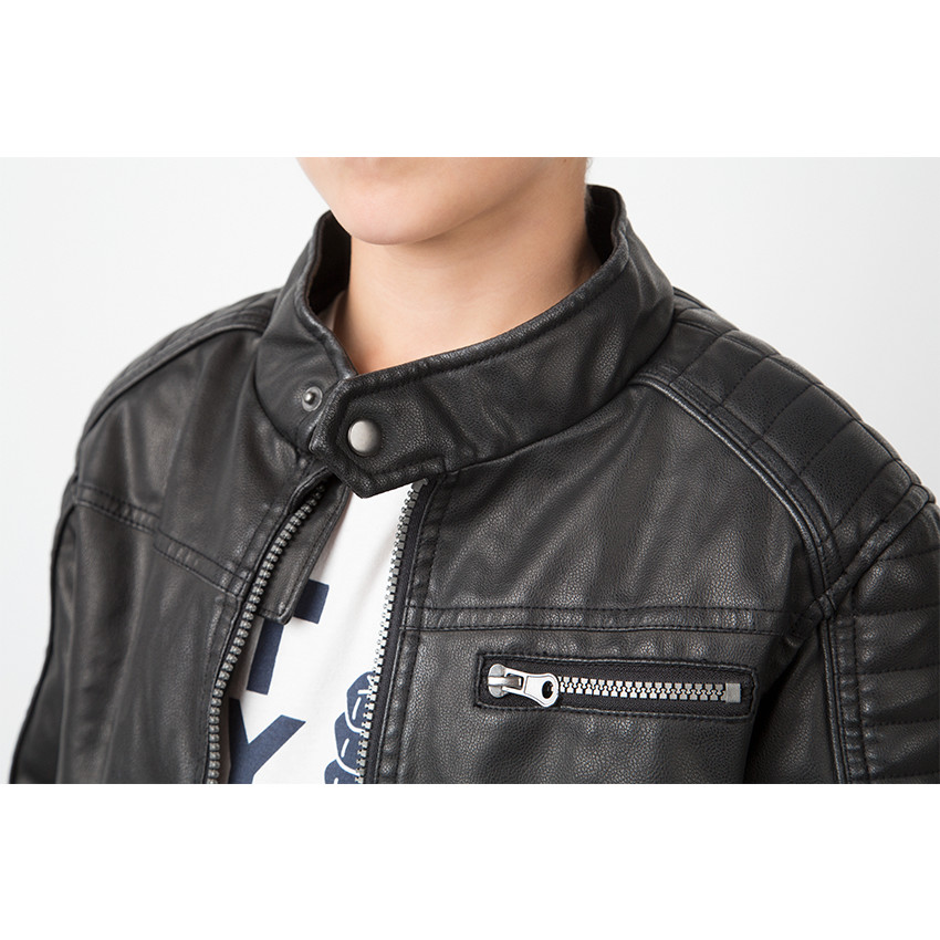 Junior - Veste style motard effet cuir à poches zippées 