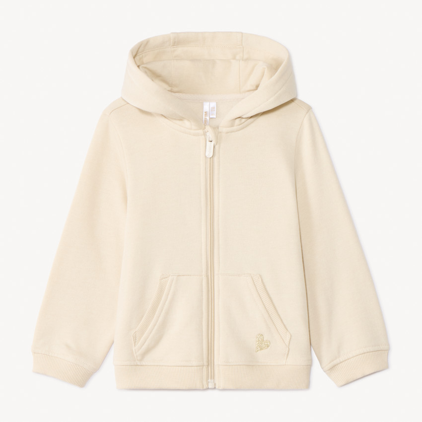 Gilet uni en molleton avec cœur lurex brodé pour bébé fille