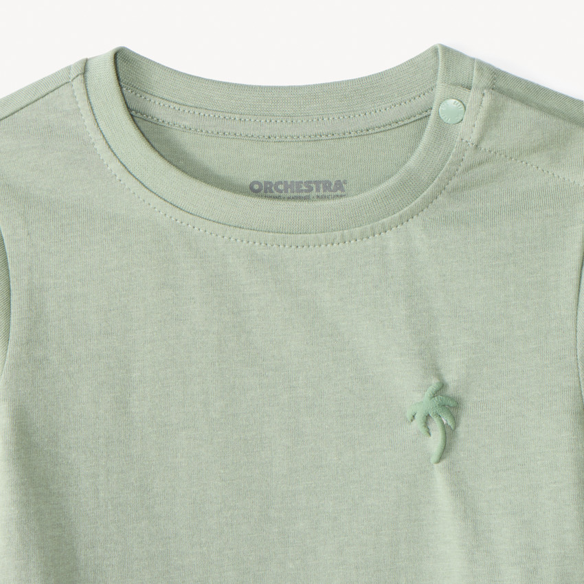 Lot de 3 t-shirts manches courtes unis broderie palmier pour bébé garçon 