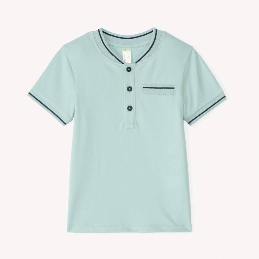 Polo manches courtes uni à col teddy pour bébé garçon 