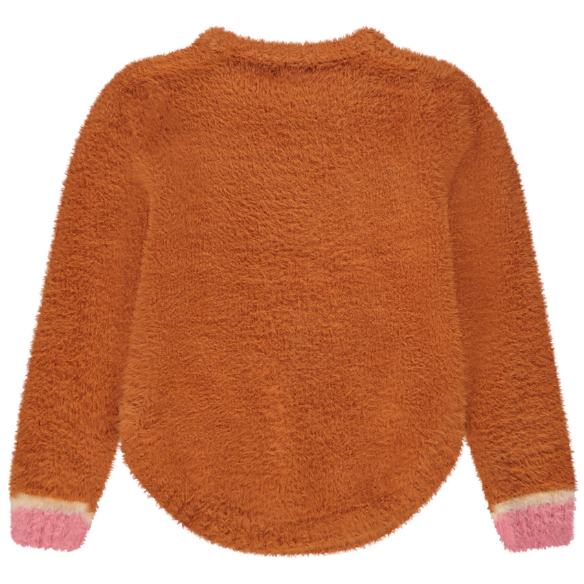 Pull en tricot jacquard effet fourrure pour fille 
