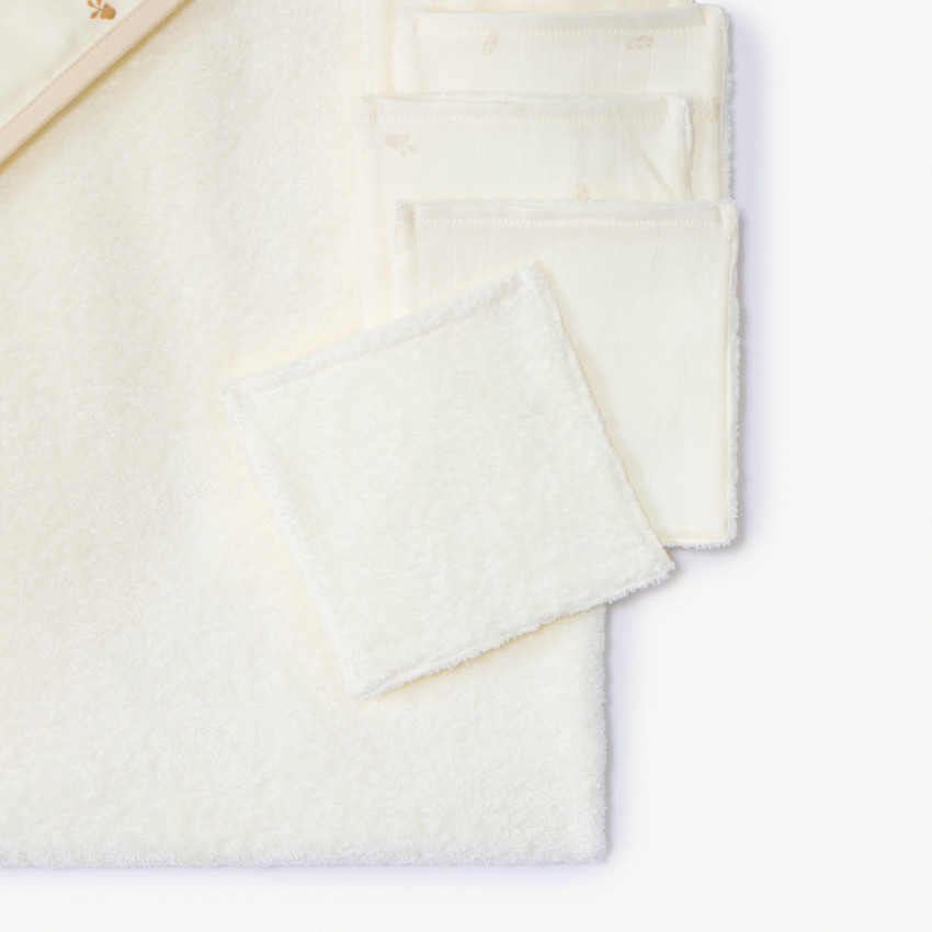 Set de bain bi-matière cape + lingette fantaisie pour bébé  