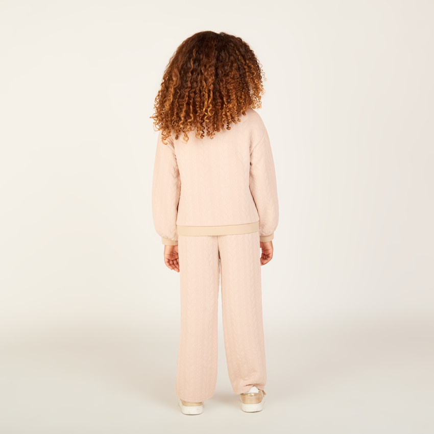Ensemble jogging en jacquard torsadé uni pour fille 
