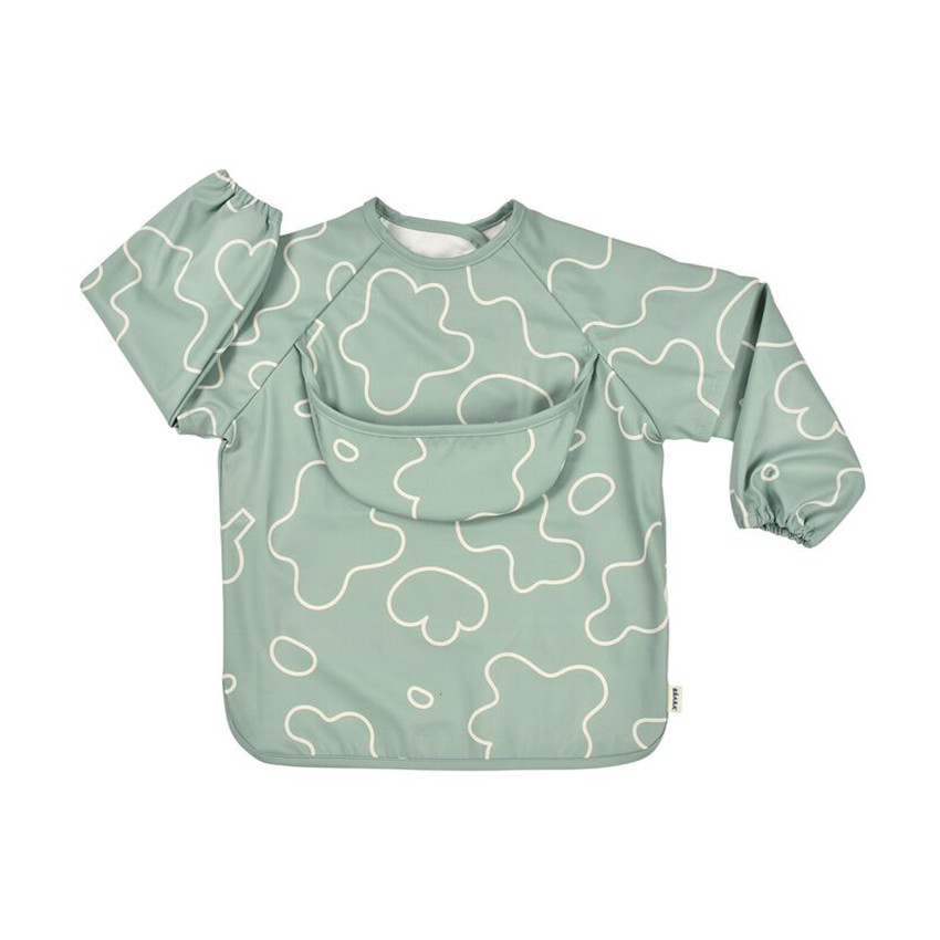 Bavoir tablier 2 en 1 avec manches amovibles sage green 