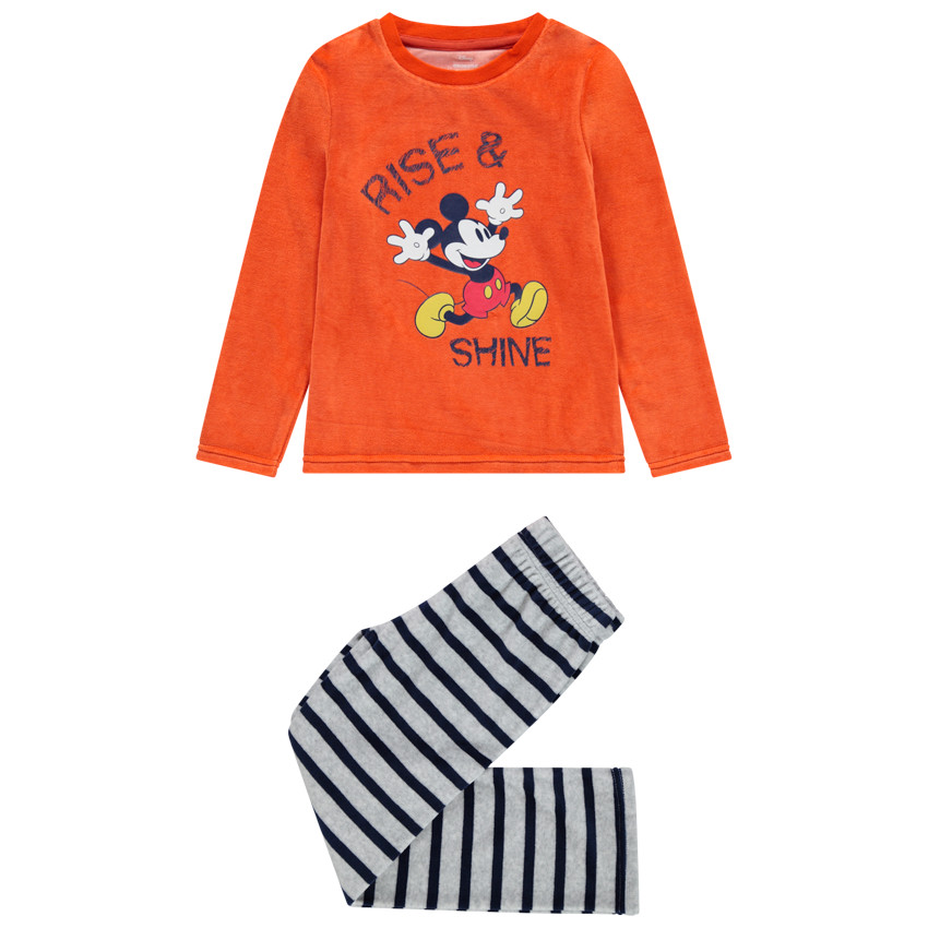 Pyjama en velours print Mickey et bas rayé 
