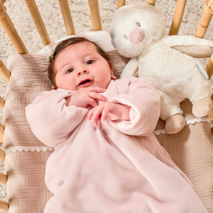 Gigoteuse à manches amovibles - Fanfan - Rose - velours - 70 cm 