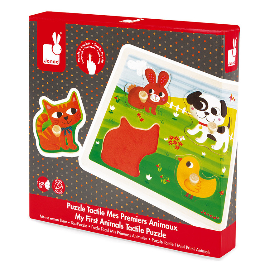 Puzzle tactile Mes premiers animaux - 4 pièces  