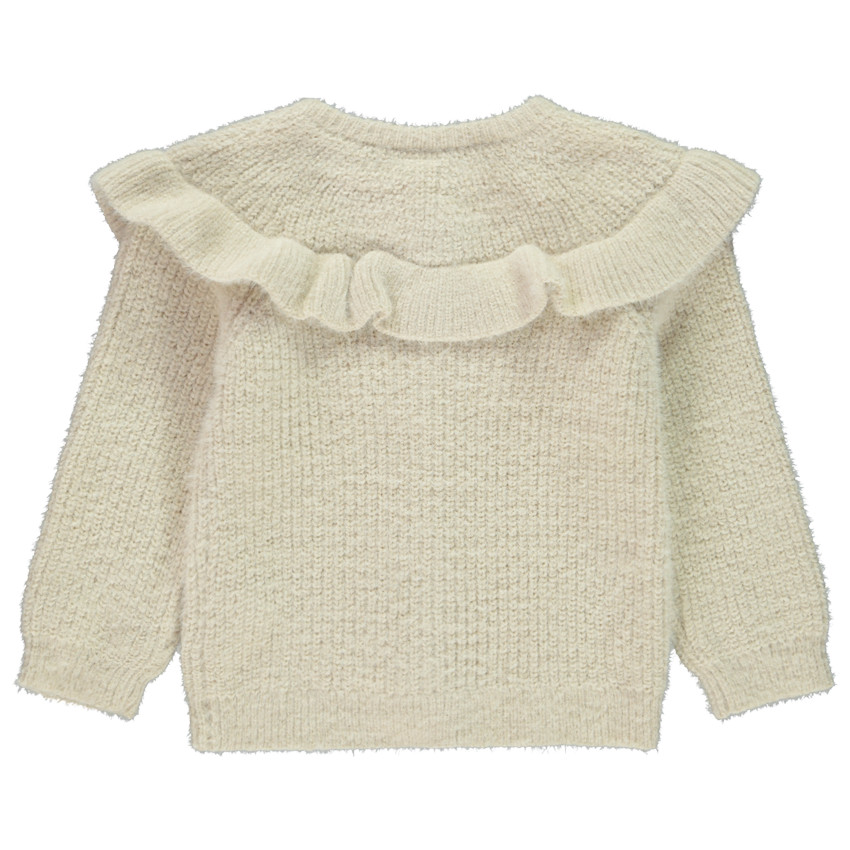 Gilet uni en tricot avec empiècement volanté pour bébé fille 