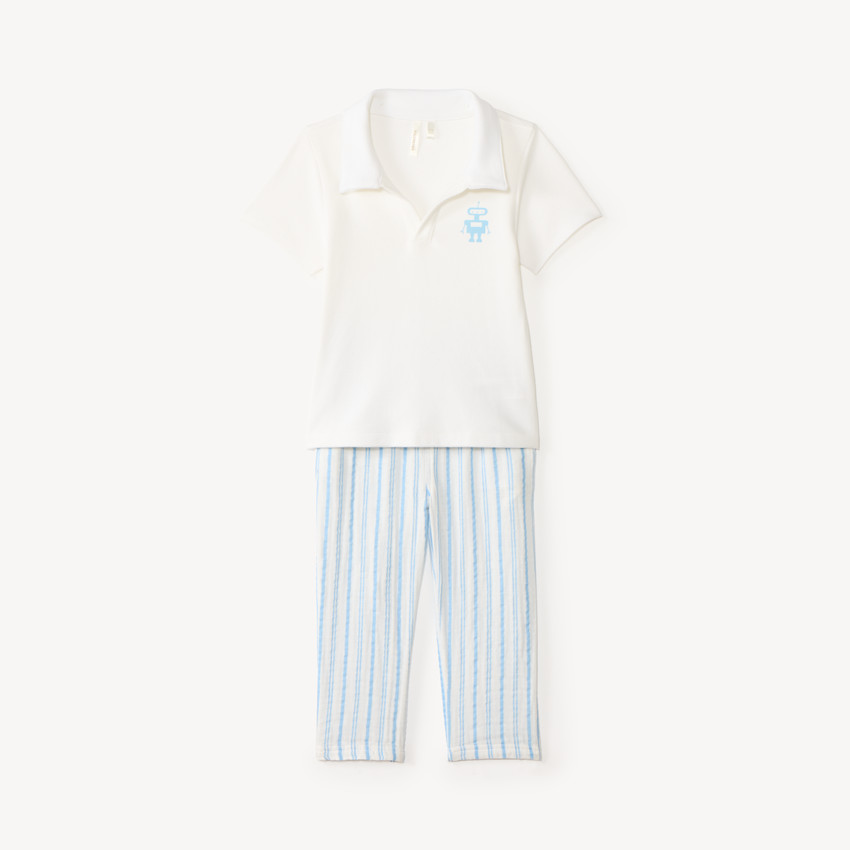 Ensemble 2 pièces polo et pantalon à rayures pour bébé garçon 