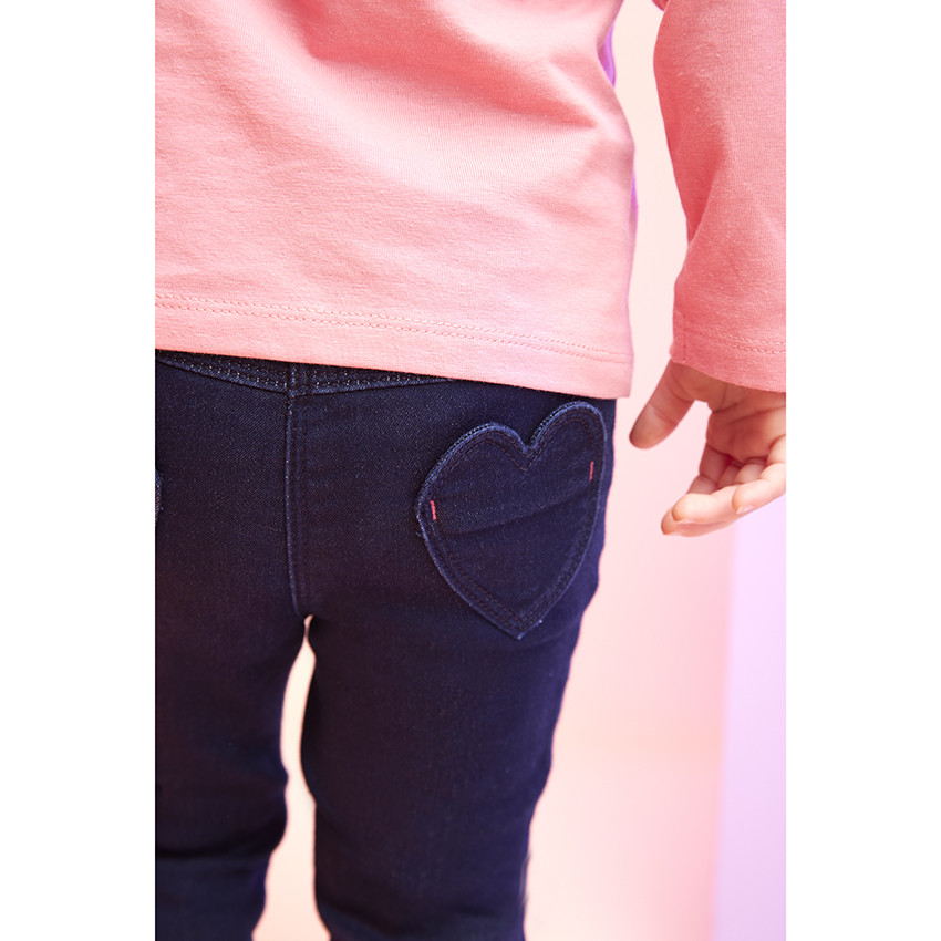 Pantalon effet jean avec broderie fleur pour bébé fille 