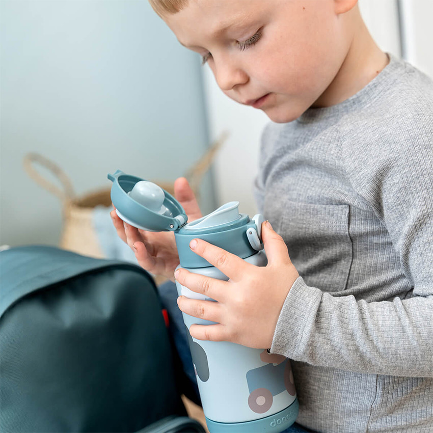 Gourde isotherme 340ml Tiny Farm bleu 