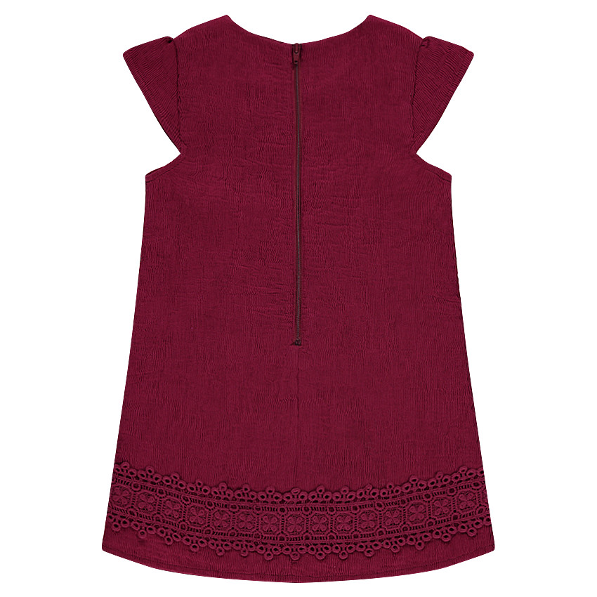 Robe bordeaux avec empiècement dentelle 