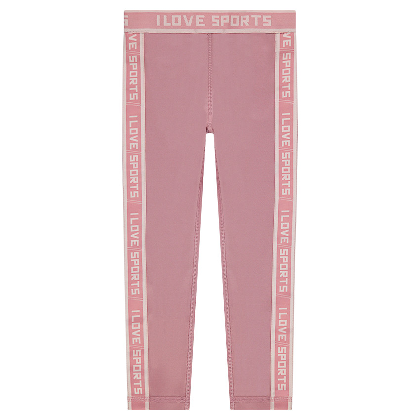 Legging de sport uni avec bandes à inscriptions en jacquard 