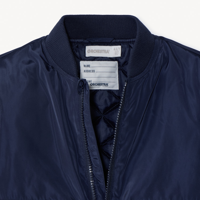 Blouson teddy bleu marine en toile doublé pour garçon  