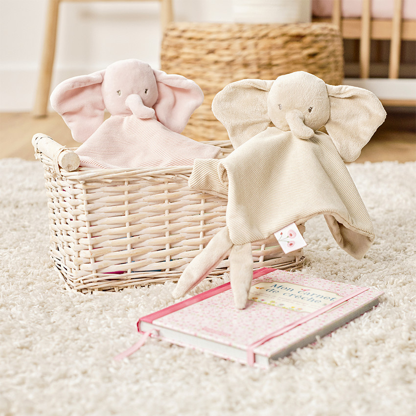 Doudou éléphant - Fanfan - Sable - 27x27 cm 