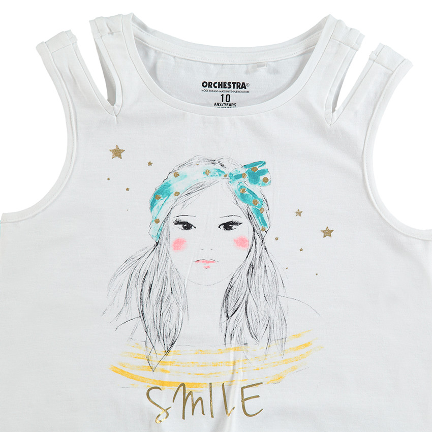 Junior - Ensemble avec débardeur print personnage et short gris 