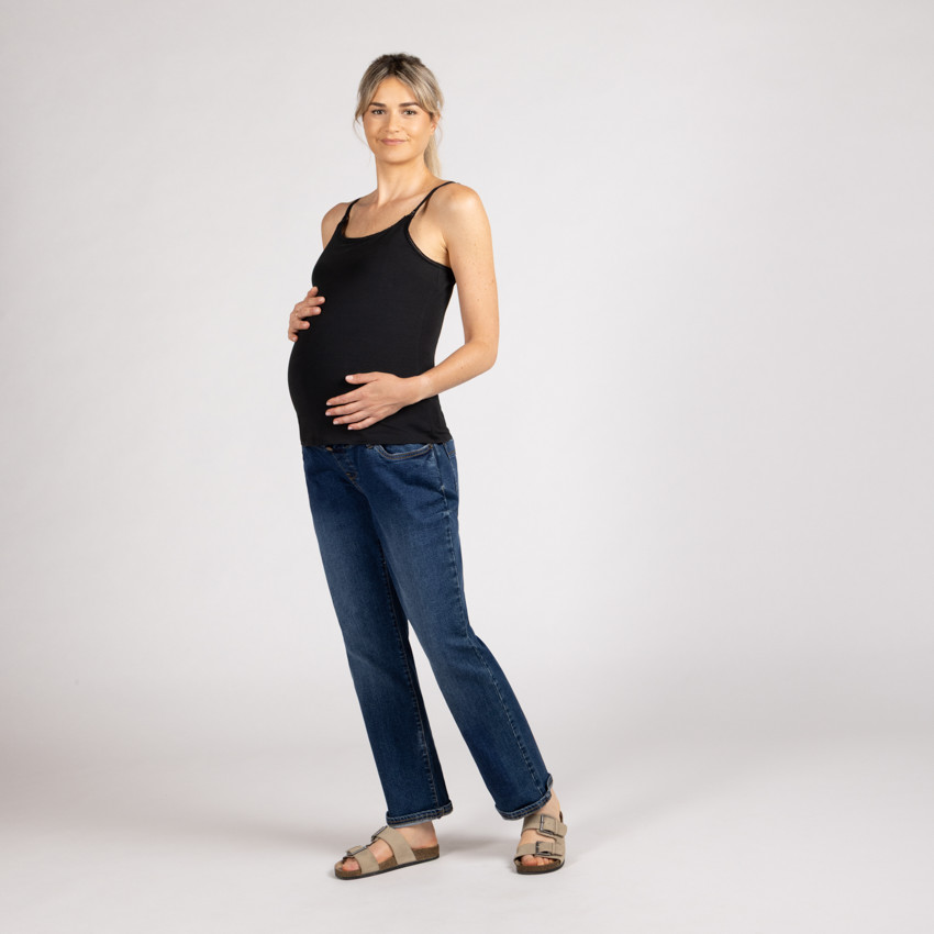 Jean straight de grossesse avec bandeau haut 