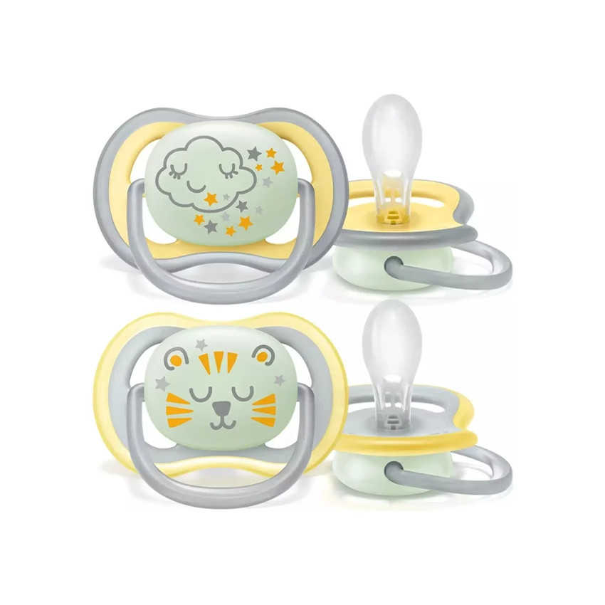 Lot de 2 sucettes silicone Ultra Air nuit +18M 