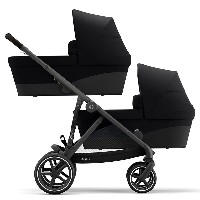 Poussette double Gazelle S - Châssis Black / Siège Deep Black 