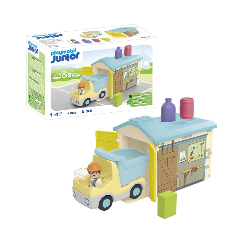 Figurine ouvrier avec camion et garage  