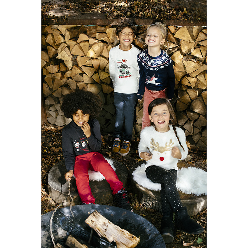 Sous-pull col roulé en coton bio print SmileyWorld esprit Noël 