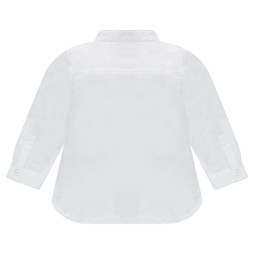 Chemise manches longues col mao en coton façonné 