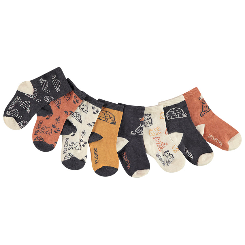 Lot de 8 paires de chaussettes motifs ours pour bébé garçon 