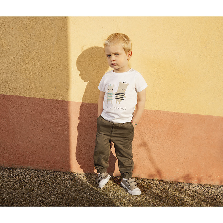 Pantalon battle uni en toile taille élastiquée pour bébé garçon 